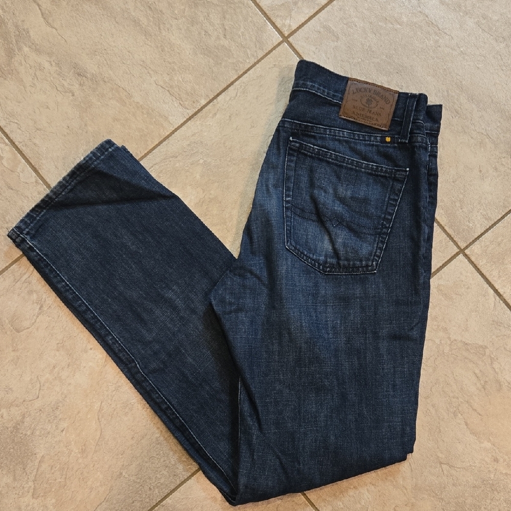 Lucky Brand Men's Dark Blue 429 Classic Straight Jeans 33x34 Actual Below